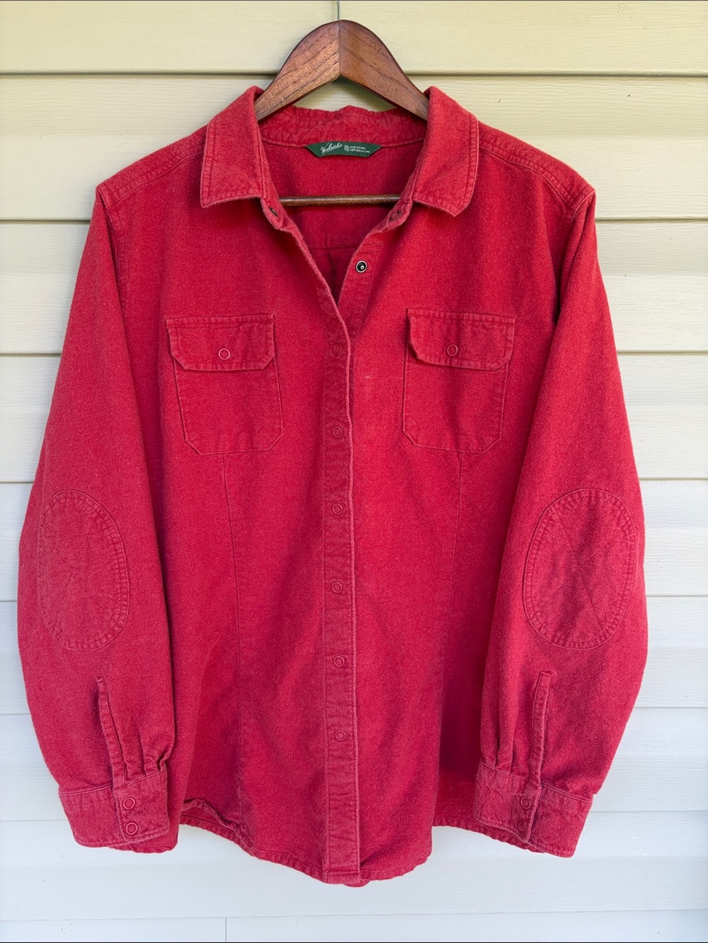 Woolrich Vintage Brushed Cotton Flannel Chamois Long Sleeve Shirt Elbow Patches